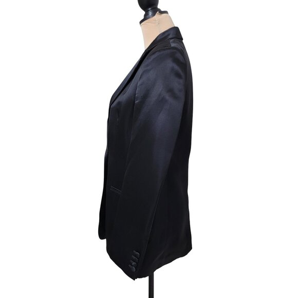 Helmut Lang Black Satin 2 Button Blazer w/ Satin Covered Buttons, Exc. Used Cond - Picture 3 of 15